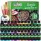 Professional 24 Color Outdoor Acrylic Paint Set, 2oz Bottles, with 7 Brush Kit - Vivid Colors for Painting Canvas, Rocks, Wood Crafts, Toys